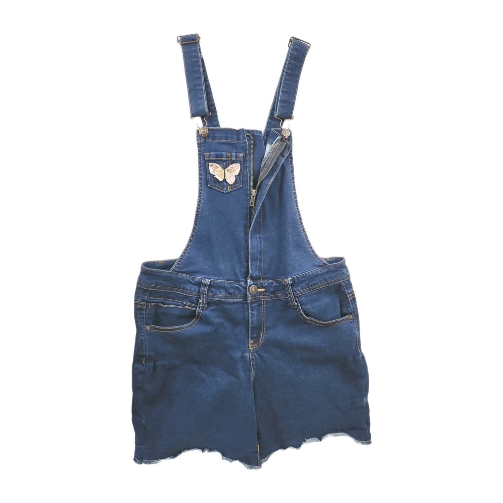 Wallflower Women's Large 32W Stretch‎ Denim Jean Bib Overall Shortalls Cute EUC